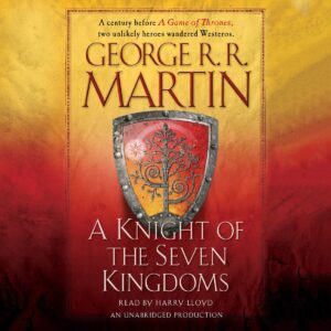 The red and yellow cover, with a shield adorned with a tree, from A Knight of the Seven Kingdoms book