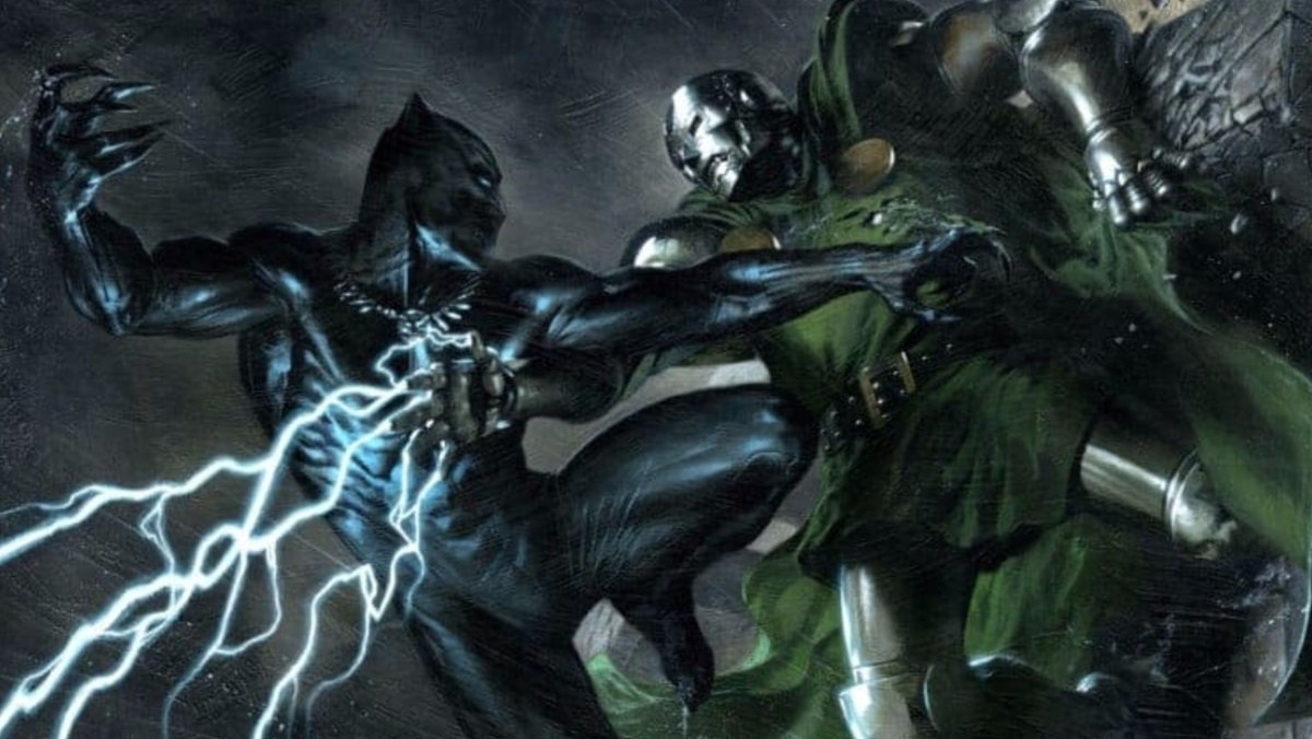Black Panther battles Victor Von Doom in the pages of Marvel Comics.