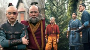 Uncle Iroh, Zuko, Sokka, Katara, and Aang from the Avatar the Last Airbender live-action netflix show