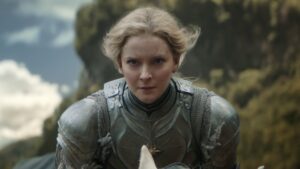 Galadriel rides her horse while wearing armor during The Rings of Power's season one finale, season two and three news released