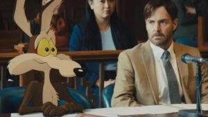 A courtroom scene from the completed Coyote vs. Acme film from Warner Bros.