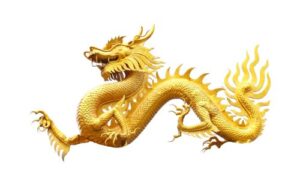 Chinese golden dragon isolated on white background