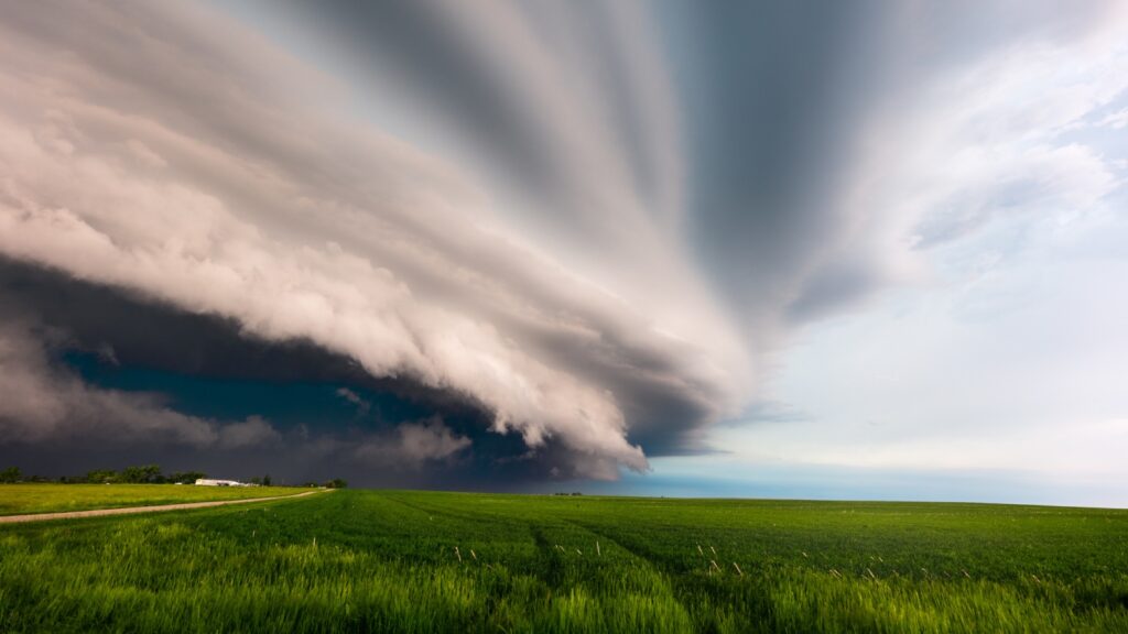 rain clouds over grasslands in South Dakota