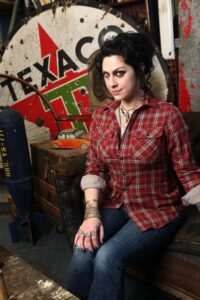 Danielle Colby pictured on the set of American Pickers