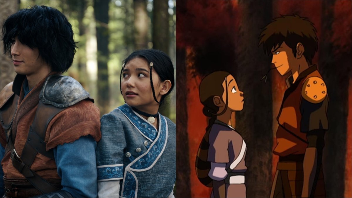 Jet and Katara in the live-action and cartoon episodes of Avatar the Last Airbender