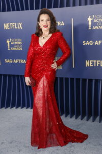 Fran Drescher has left fans drooling with the plunging red dress she donned for the Screen Actors Guide Awards