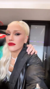 Gwen Stefani looked solemn as she filmed herself watching the Super Bowl