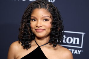 Halle Bailey arrived at a Pre-Grammys gala at The Beverly Hilton