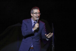 Comedian John Oliver performing at the 11th Annual Stand Up for Heroes benefit in New York