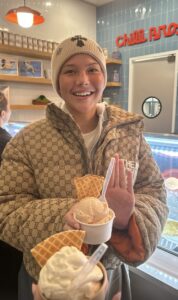 Isabella Strahan enjoyed an ice cream run with her sister, Sophia, on Saturday