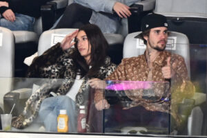 Justin Bieber- here with wife Hailey Bieber - was not at the halftime show featuring Usher