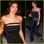 Kylie Jenner Sports All Black Outfit for Dinner at Giorgio Baldi with Friends