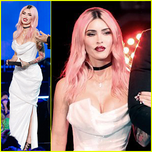 Megan Fox Wears White Gown with Her Pink Hair at People's Choice Awards 2024