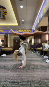 LSU star gymnast Olivia Dunne impressed fans with a handstand on TikTok