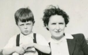 A young Paul McCartney and his mother Mary in the late 40s.