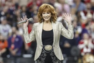 US singer Reba McEntire performs the national anthem during pre-game ceremonies at the start of Super Bowl LVIII between the Kansas City Chiefs and the San Fransisco 49ers at Allegiant Stadium in Las Vegas, Nevada, USA, 11 February 2024. The Super Bowl is the annual championship game of the NFL between the AFC Champion and the NFC Champion and has been held every year since 1967.
