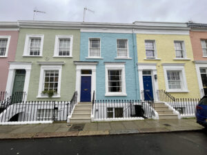 Residents in Hillgate Village in Notting Hill have beautiful pastel coloured homes popular with tourists