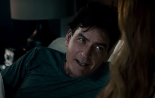 Charlie Sheen and Lindsay Lohan in "Scary Movie 5"