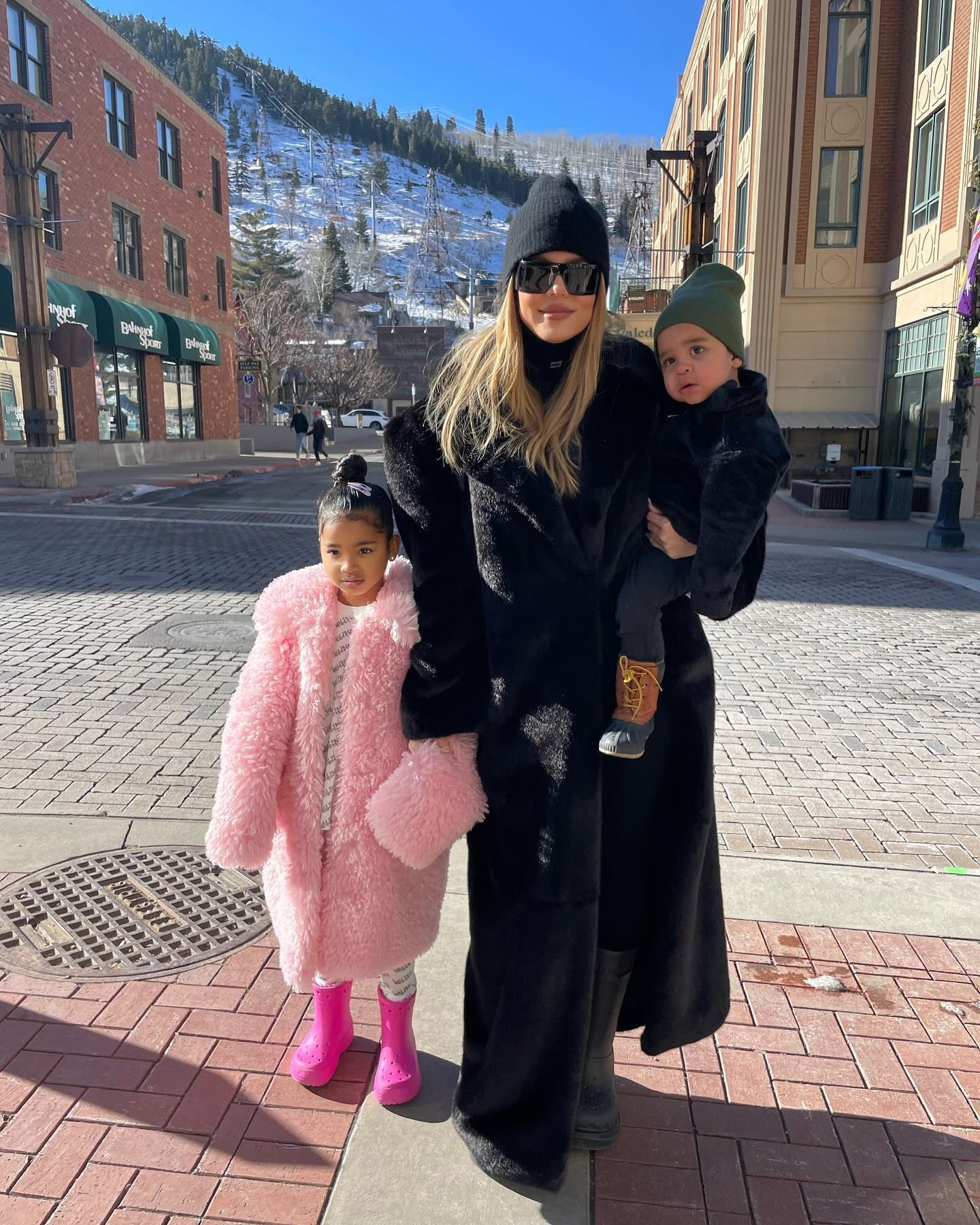 Khloe pictured with her daughter Tru and son Tatum