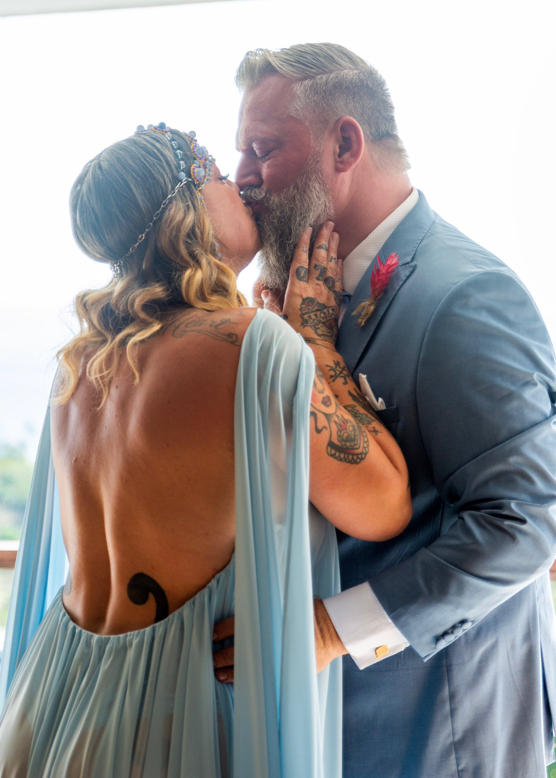 Danielle planted a kiss on Jeremy Scheuch on their wedding day