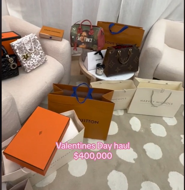 The millionaire's wife flaunted designer brand shopping spree