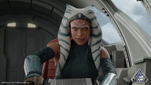 Ahsoka piloting as part of her transmission for Star Tours with its new additions