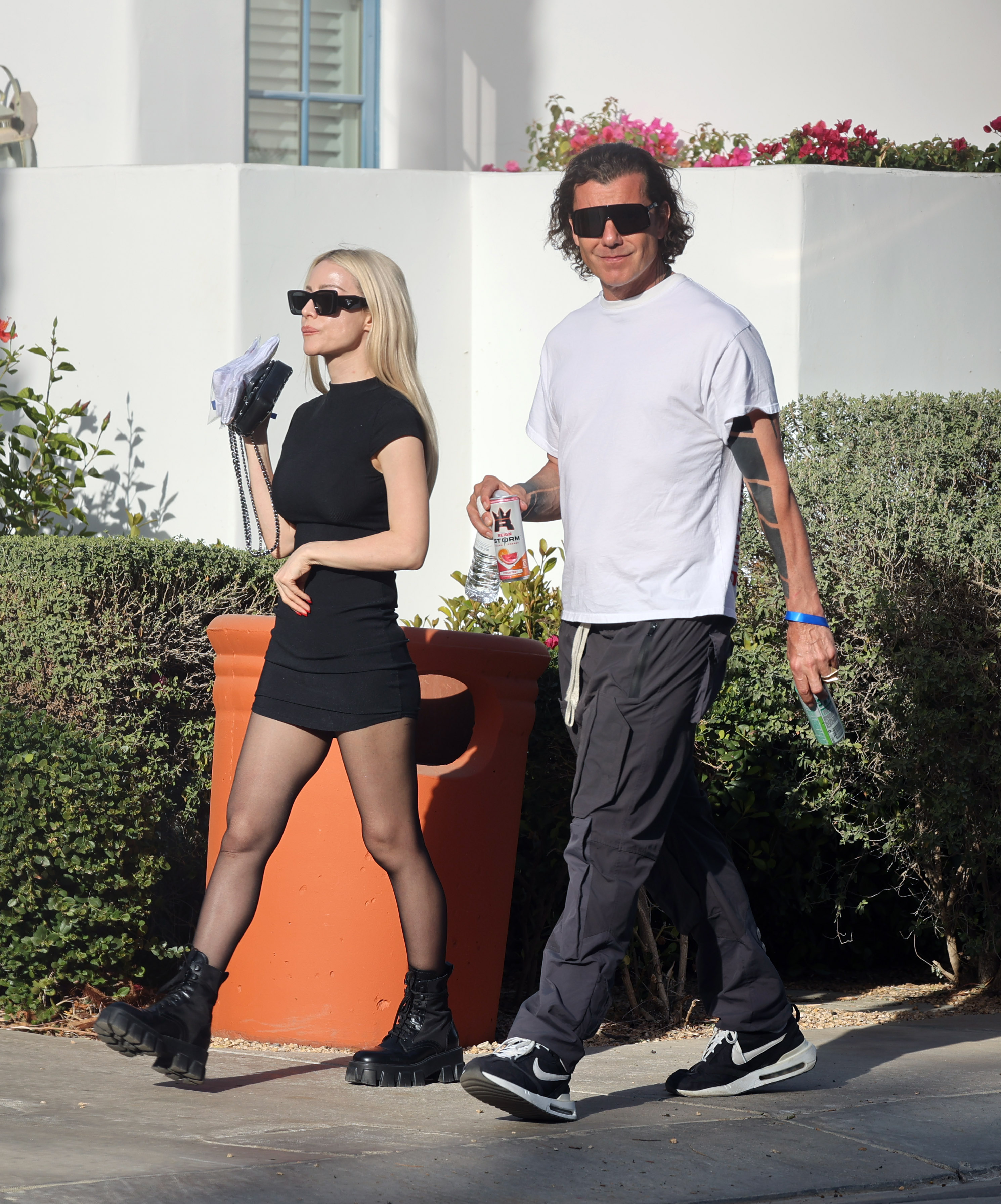 The couple took a walk through Palm Springs
