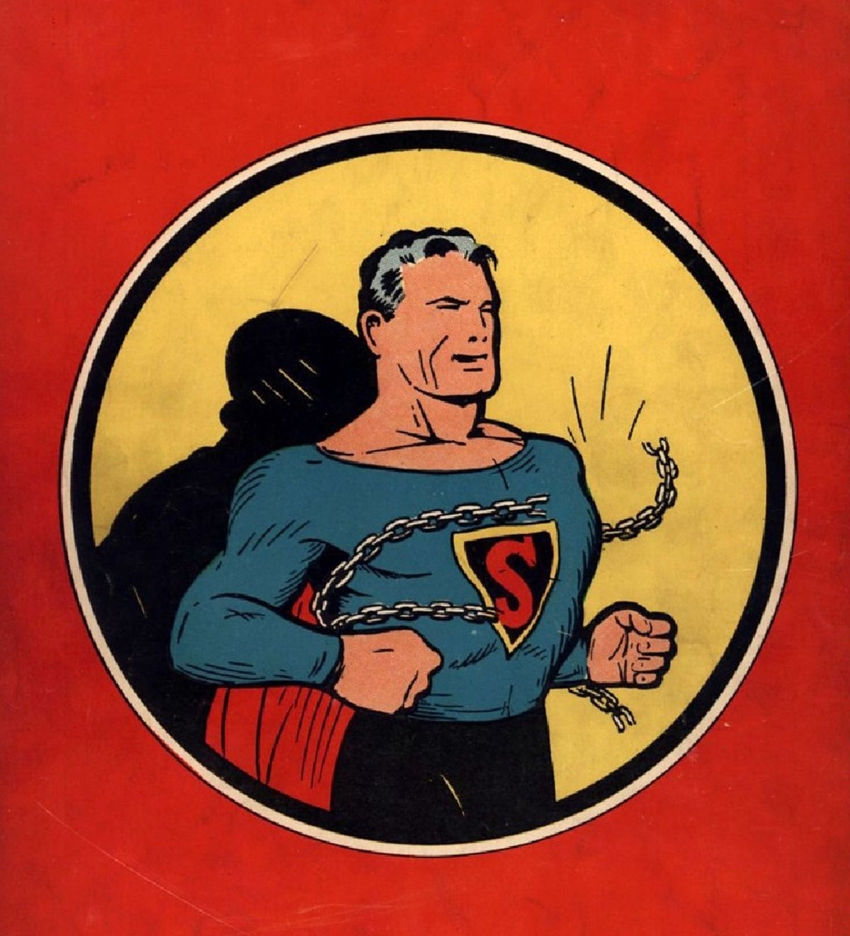 The back cover for 1939's Superman #1 by Joe Shuster.