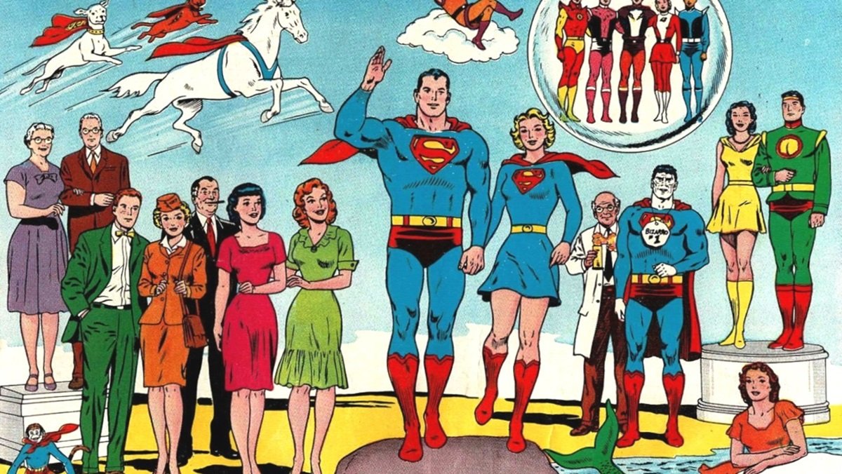 A Superman Family pin-up from artist Curt Swan from 1962's Superman Annual #6.