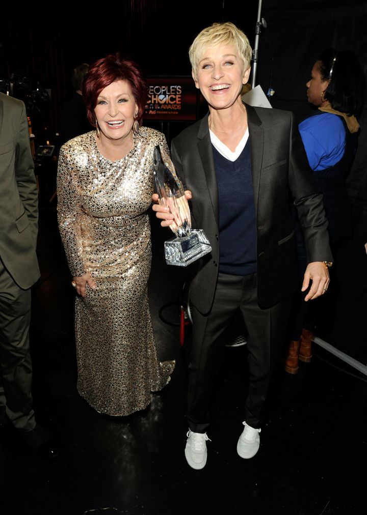 Osbourne pals around with then-TV host Ellen DeGeneres at the 2012 People's Choice Awards.