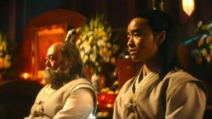 Avatar the Last Airbender Live-Action Dallas Liu as Zuko comforting iroh