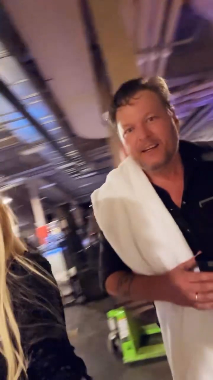 Blake was covered in sweat after his concert in Canada