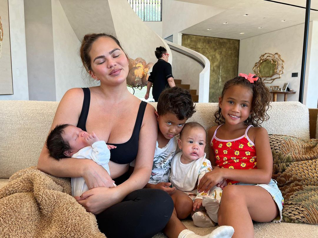 Chrissy nearly showed her nipple while sharing a photo of her feeding her young daughter last month