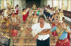 Chea Samy, 73, Who Was Royal Dancer In The Reign Of Monivong In 1934, And Young Girls In Gilded Costume.