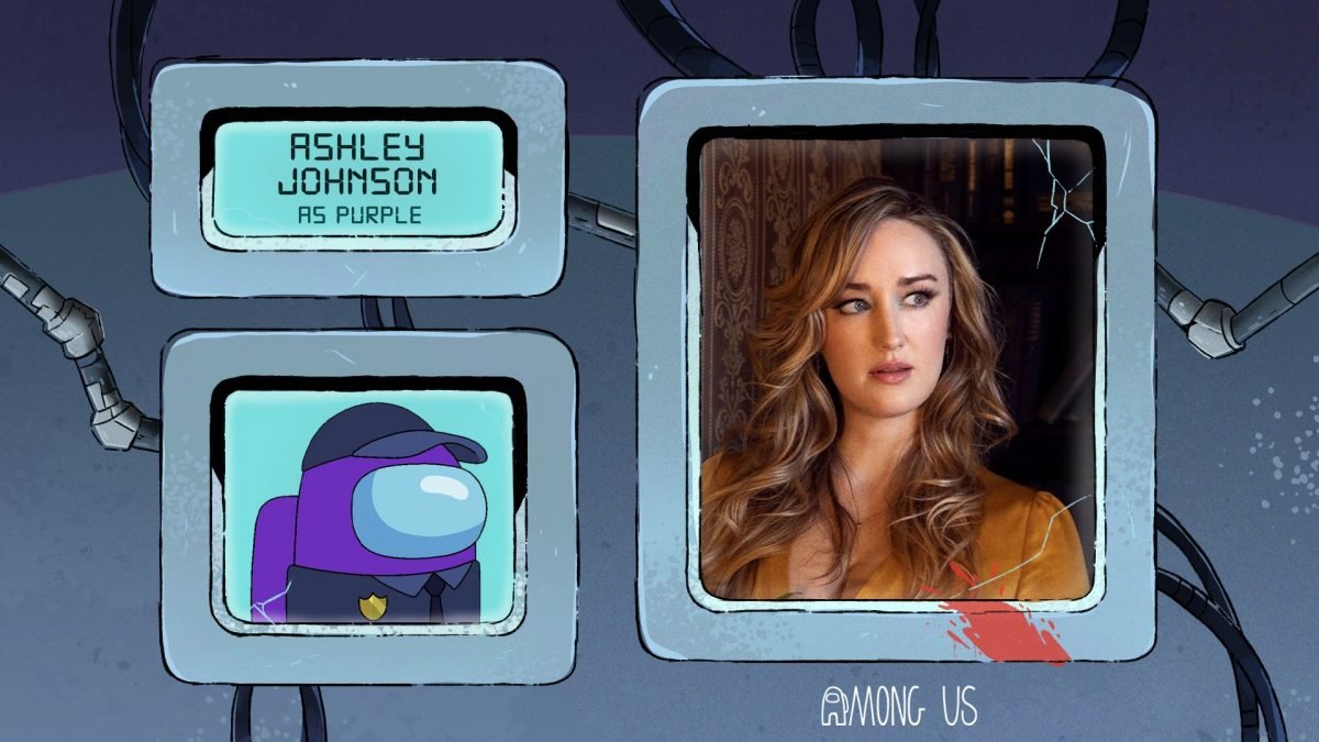 An image from Among Us animated series voice cast announcement revealing Ashley Johnson as Purple