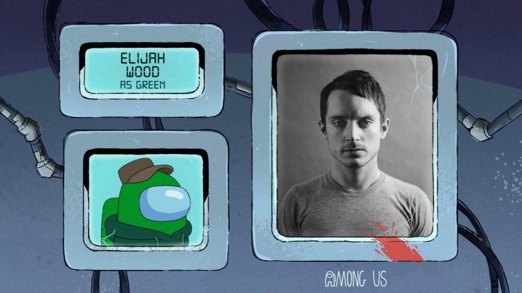 An image from Among Us animated series voice cast announcement revealing Elijah Wood as Green