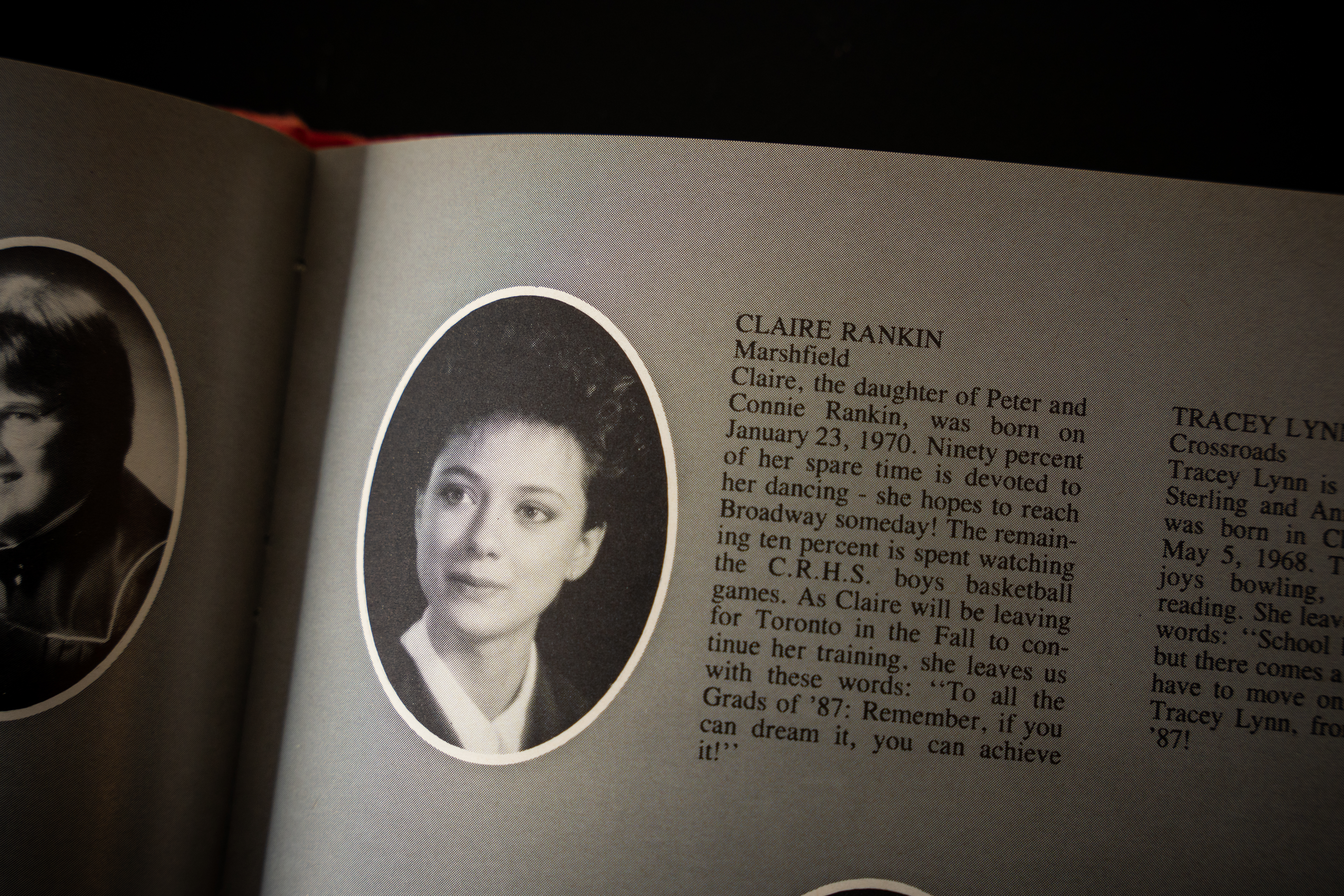 Claire in her school yearbook