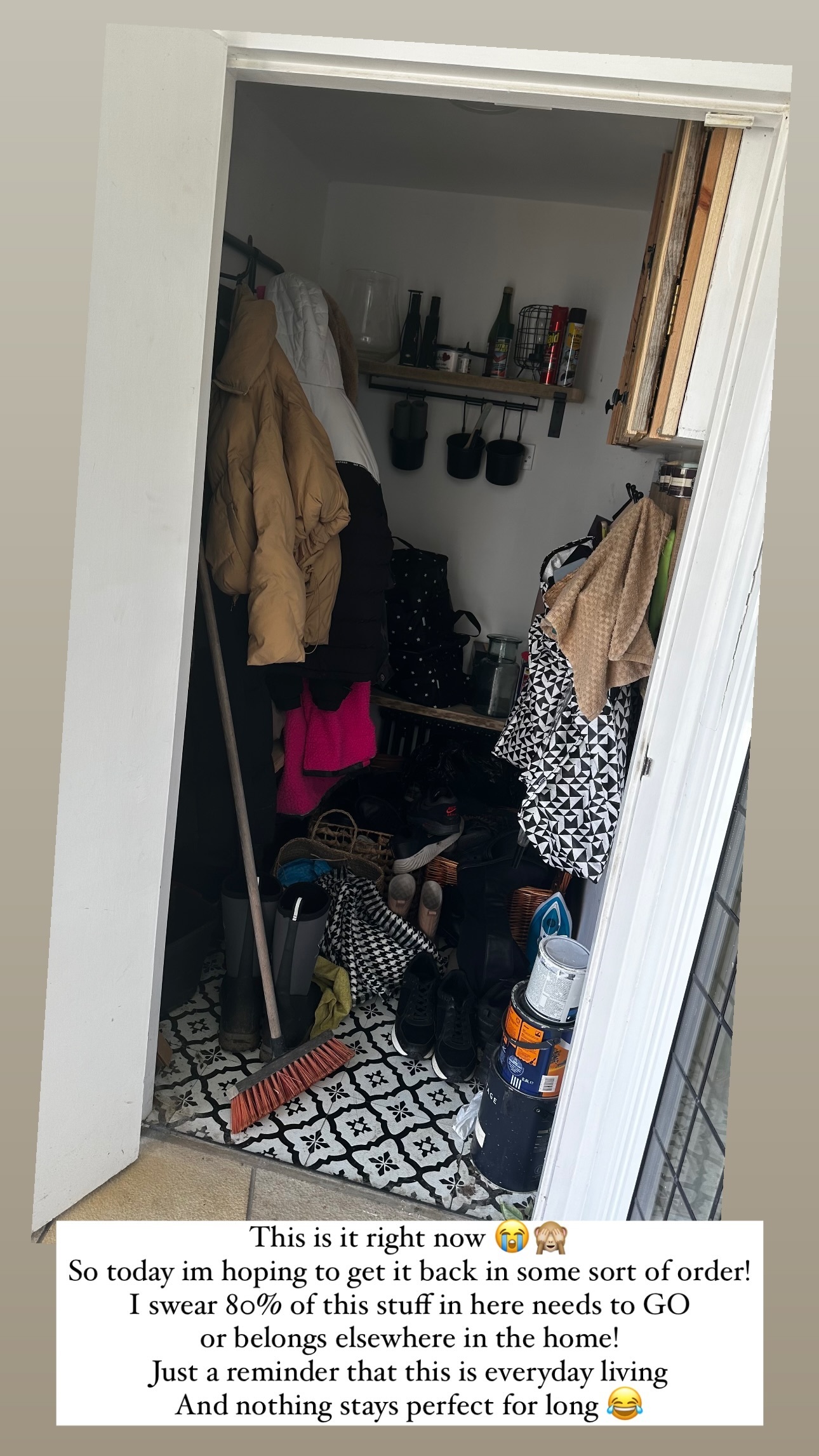 Sophie revealed how messy her boot room has become over the last 12 months