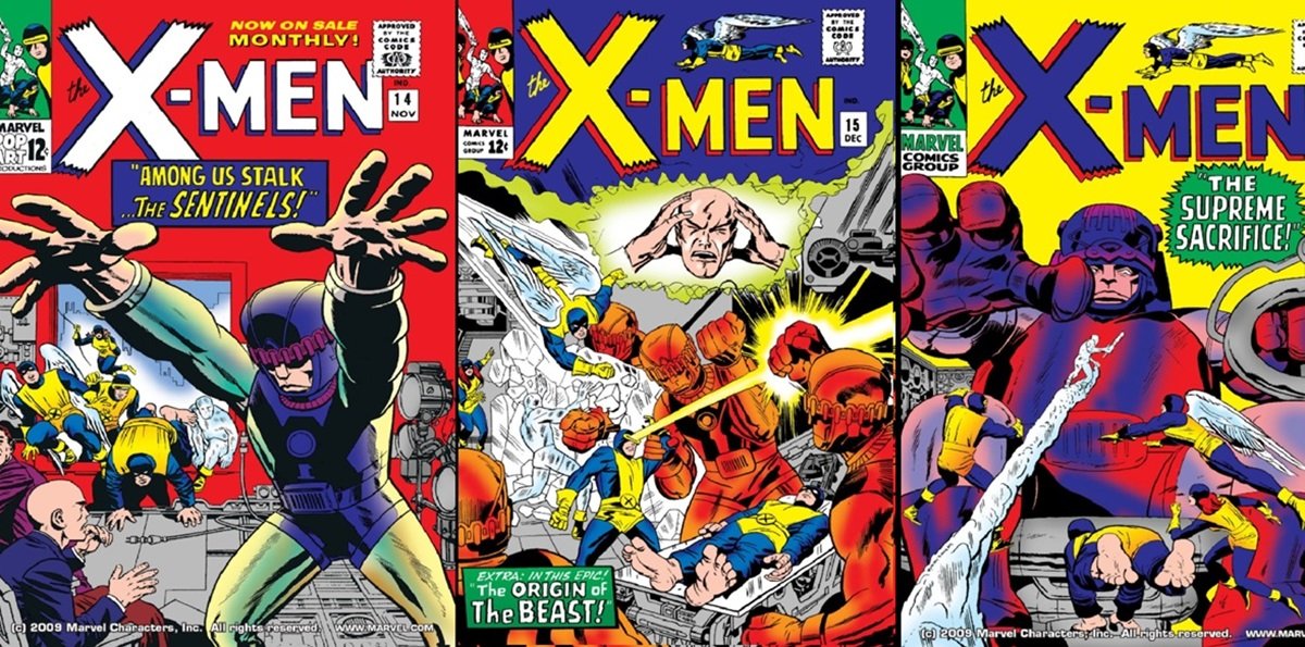 Jack Kirby's original Sentinels from 1965's X-Men #14-16.