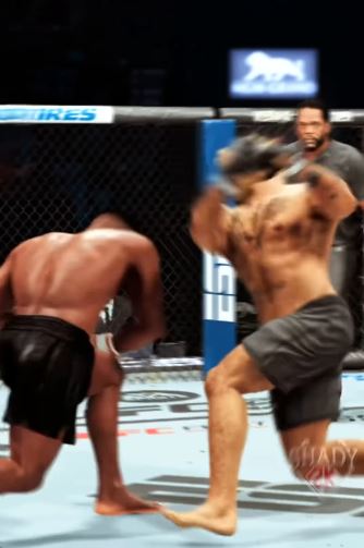 The footage is taken from a UFC video game