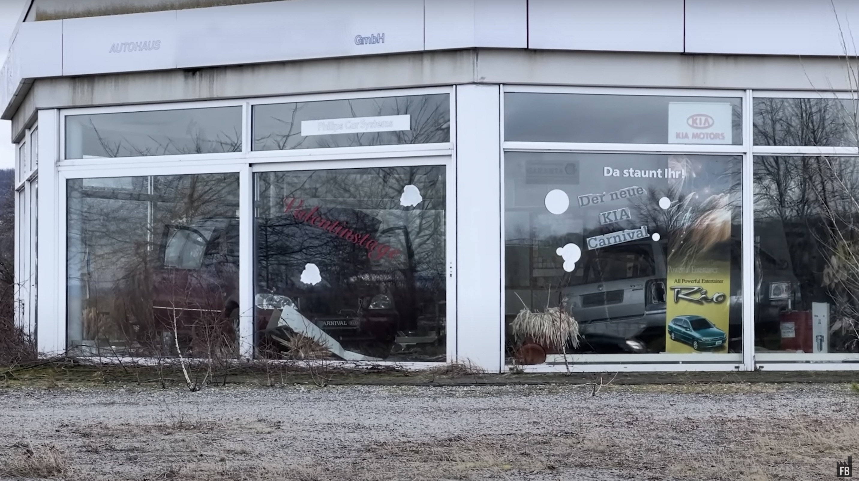 The family left thousands of euros worth of auto parts behind in the now-abandoned dealership