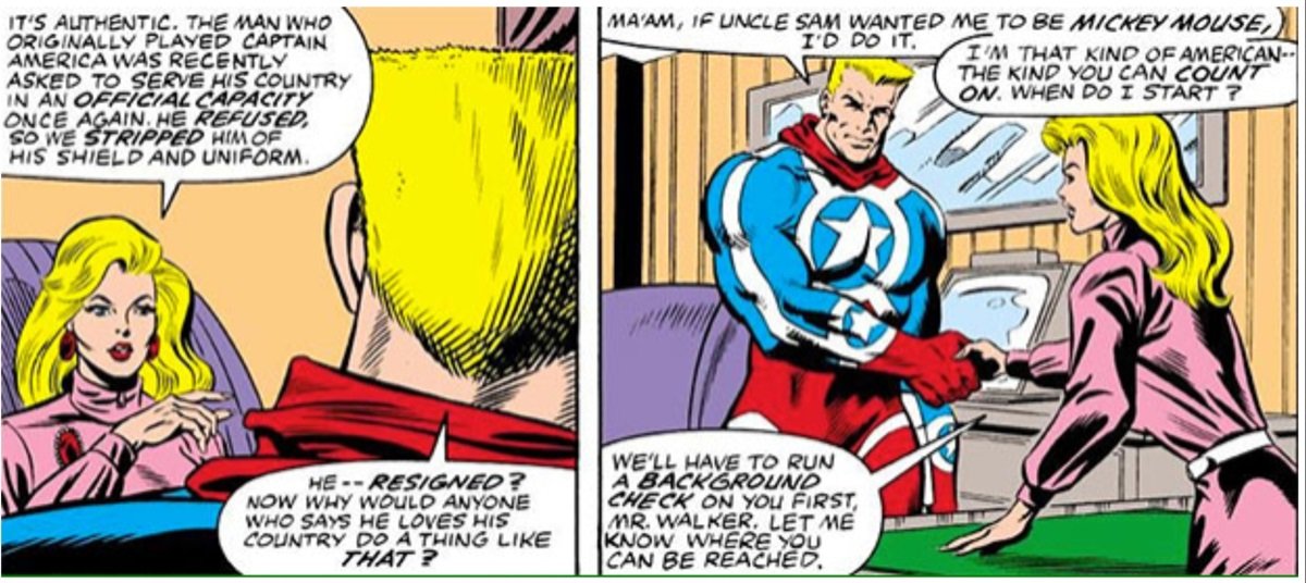 Valerie Cooper recruits John Walker as the new Captain America. 