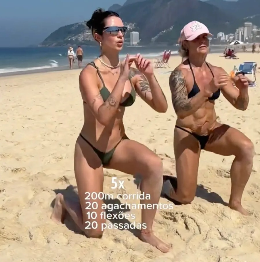 One of her popular clips shows her showing off her six-pack as she keeps fit on the beach in Rio de Janeiro, Brazil