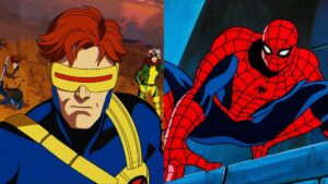 (L) Cyclops in X-Men '97 (R) Spider-Man from the 1994-1998 Spider-Man animated series.