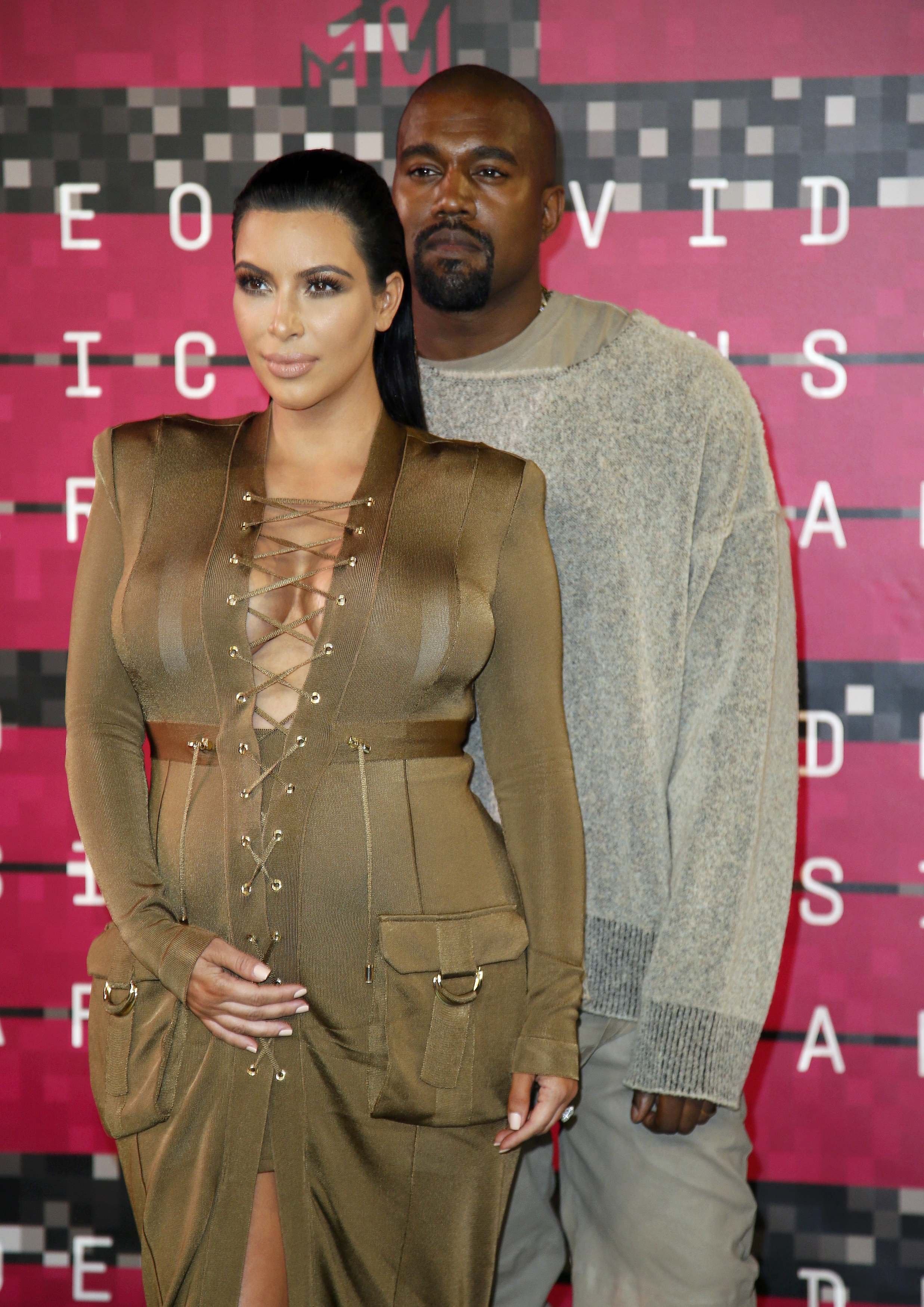 Kim and Kanye West posed at the MTV Video Music Awards in August 2015