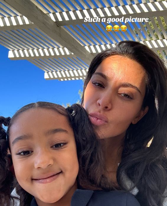 Kim went makeup-free in the photo and North didn't bother to filter the selfie of her mom and her younger sister Chicago