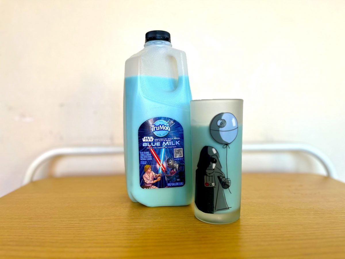 Star Wars TruMoo Blue Milk darth vader glass and bottle