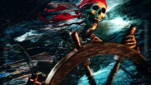 Pirates of the Caribbean: The Curse of the Black Peart teaser poster art.