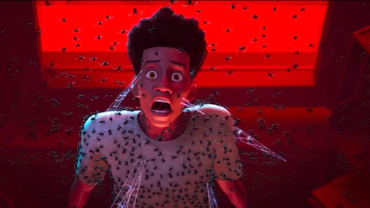Miles Morales is covered in spiders in spider-verse short film about mental health and anxiety
