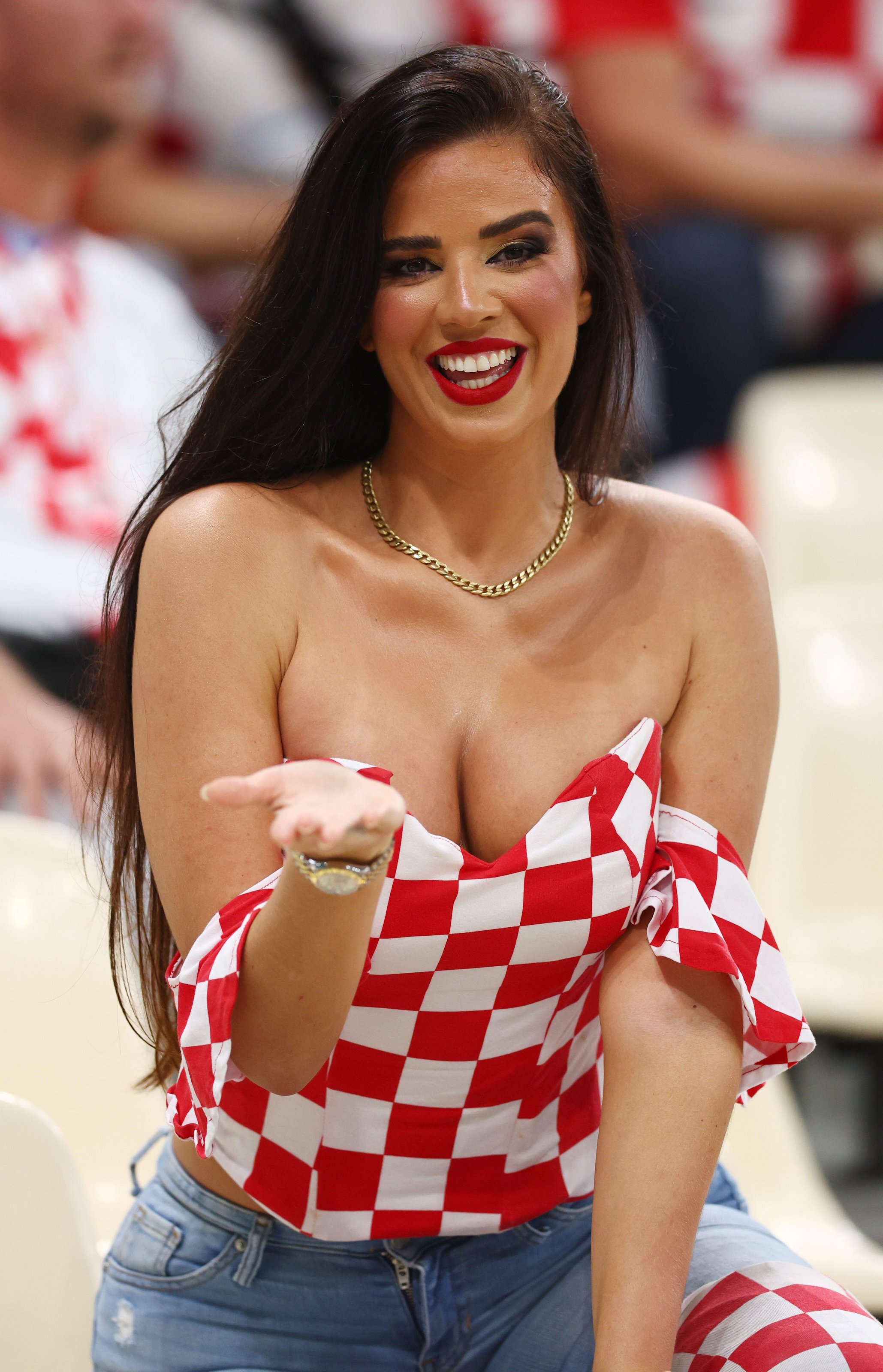 The Croatian model was snapped across stadiums in Qatar